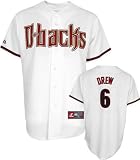 MLB Youth Arizona Diamondbacks Stephen Drew White Home Short Sleeve 6 Button Synthetic Replica Baseball Jersey Spring 2011  (White, Medium)