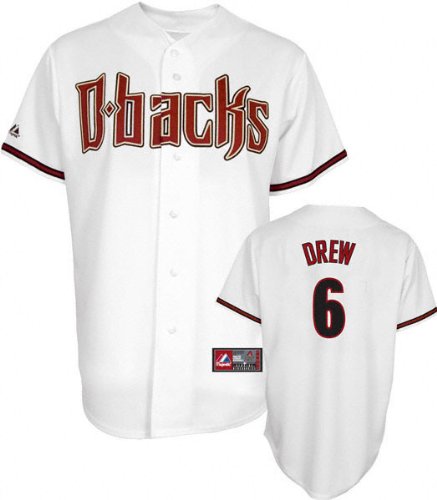 MLB Youth Arizona Diamondbacks Stephen Drew White Home Short Sleeve 6 Button Synthetic Replica Baseball Jersey Spring 2011  (White, Medium)