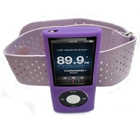 Purple Silicone Skin Case Cover & Sports Gym Jogging Armband for New Apple iPod Nano 5th Generation 5G (with Video Camera) 8GB & 16GB + Screen Protector & Neck Strap