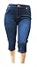 David-K Women's Plus Size Stretch Premium Blue Denim Jeans Capri Pants