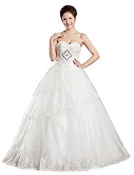 Plus Size Strapless Crystal Backless Lace-Up Tiered Beaded Tulle Sleeveless  Floor Length Sweetheart  Ball Gown  Dress