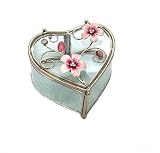 Heart Shaped Trinket Box in Glass with Pink Plumeria