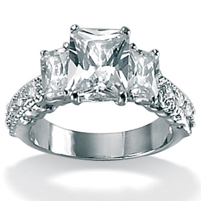 Platinum Over Sterling Silver Emerald-Cut and 
