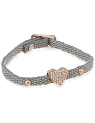BCBGeneration Grey Canvas and Rose Gold Pave Heart Charm Mini Bracelet