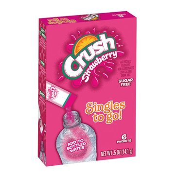 Crush Strawberry Singles to Go! Drink Mix, 0.5 oz, 6 count