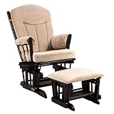 Regency Locking Glider and Ottoman Set - Ebony/ Oatmeal