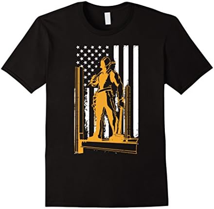 Men's Flag Ironworkers Tshirt Medium Black