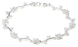 Image of Silver White Cubic Zirconia Flower Bracelet 7