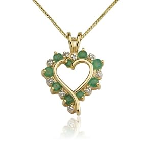 Buy 18k Yellow Gold Overlay Emerald w  Diamond-Accent Heart Pendant by Amazon.com Collection