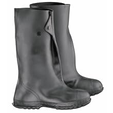 ONGUARD 86030 Heavy Flex-O-Thane/PVC Men's Overshoe with 4-Way Cleated Outsole, 17" Height, Black, Size Small