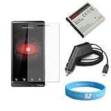 Motorola Droid Accessory Combination Package: Cellet Lithium Ion Battery + Car Charger+ Clear Screen Protector + Wisdom * Courage Wristband
