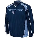 NFL Men's Tennessee Titans Coach's Choice II Long Sleeve Lightweight Dobby Pullover Trainer (Navy/Coastal Blue/White, Large)