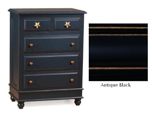Alligator Enterprises 12307SAB Stars Five Drawer Dresser in Antique Black