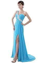 Chiffon Lace-Up Beaded One Shoulder Evening Dress  with a Brush/Sweep Train 