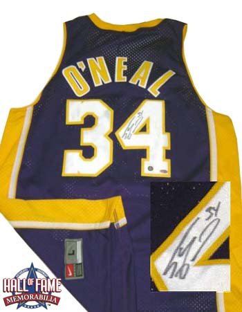 Shaquille O'Neal Autographed/Hand Signed Los Angeles Lakers NBA Nike Swingman Purple Basketball Jers