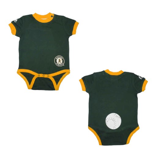 MLB Oakland Athletics Baby / Infant One-Piece Bodysuit / Romper / Onesie - Green & Orange (Size: 12)