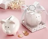 Li'l Saver Favor Ceramic Mini-Piggy Bank in Gift Box with Polka-Dot Bow - Baby Shower Gifts & Wedding Favors (Set of 12)