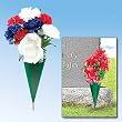 GRAVE STONE MEMORIAL FLOWERS PATRIOTIC