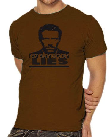 Touchlines Unisex/Herren T-Shirt Dr House - Everybody Lies, brown, S, B1542