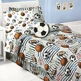 Football and Soccer Bedding Set - 12pc Soccer Bed-in-a-Bag Set - Full Size