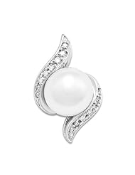 South Sea White Pearl Pendant with Diamonds in 14K White Gold (11-12mm)
