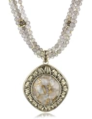 Barse "Ava" White Calcite Metal Matrix Multi Strand Necklace