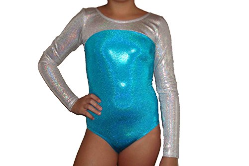 Red Monkey Gear Long Sleeve Metallic Turquoise Gymnastic Leotard