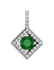 Platinum 5.00mm Round Cut Chrome Tourmaline and Diamond Pendant