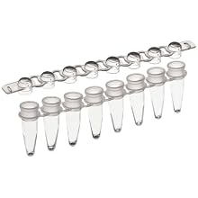 CapitolBrand SP0020 Polypropylene 200 microliter PCR Strip Tube, with Domed Caps (250 Strips of 8 Tubes)