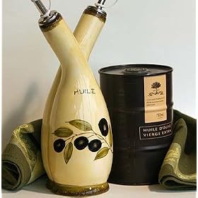 Olive Oil, Cruet and Olive Kitchen Towel Gift Set