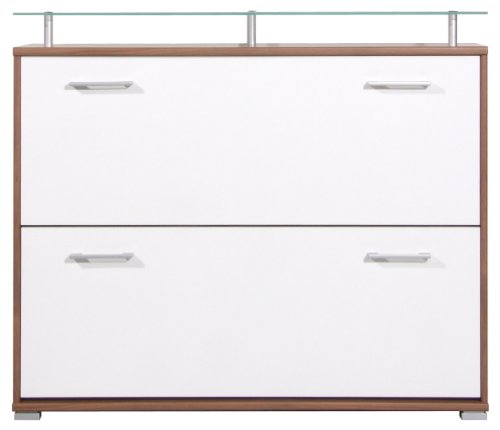Germania 1265-94 Schuhschrank \"Tim\", 1 Glasablage, 2 breite Schuhkipper, Walnu Preisvergleich