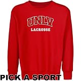 UNLV Rebels Youth Red Custom Sport Arch Applique Crew Neck Fleece Sweatshirt - (Medium)