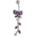 Belly Navel Rings Purple Crystal Butterfly Dangling Ivy February Jewelry