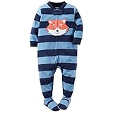 カーターズ ロンパース carter's 男の子用紺x水色ボーダーきつねフリース足つきカバーオール (2t(88-93cm)) [並行輸入品]