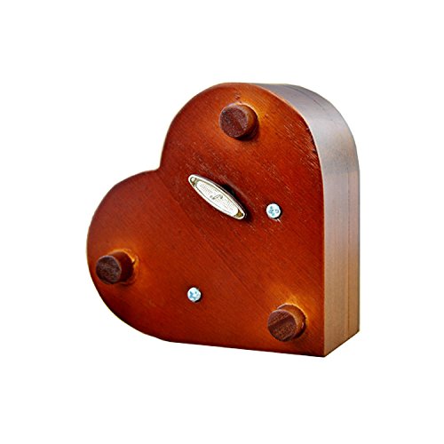 Heart Shape Vintage Wood Carved Mechanism Musical Box Wind Up Music Box