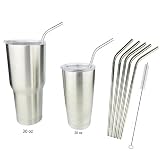 5 Extra Long 18/8 Stainless Steel Drinking Straws Fits 20 Oz & 30 Oz Yeti Rambler Tumbler Cups By Ehme Brand,free Cleaning Brushed Included (10.5'')