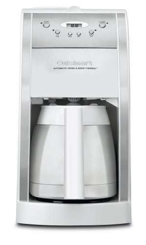 Remanufactured Cuisinart DGB-600BCWFR Grind-and-Brew Thermal 10-Cup Automatic Coffeemaker, White and Brushed Stainless