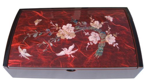 Silver J Wooden jewellery box, lacquer