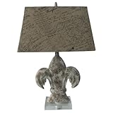 IMAGE OF Yosemite Home Decor PTL002 Portable Lamp Series 24-Inch Portable Table Lamp with Antique Resin with Paris Writing Shade
