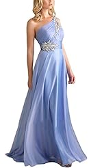 Cocktail One Shoulder Chiffon Belted Beaded Evening Dress/Party Dress 