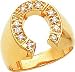 14K Gold .28cttw Diamond Horseshoe Mens Ring Sz 10