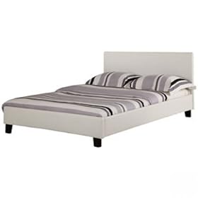 PAVIA / PRADO 4FT 6" DOUBLE BED FRAME - WHITE FAUX LEATHER FINISHING