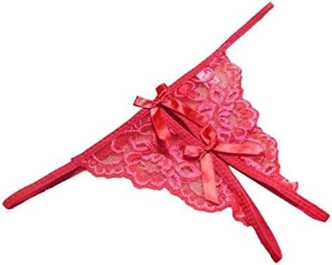 OVERMAL 2016 women Open fork Transparency tanga bowknot Featured Strappy Panties (Red)