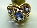 18K Yellow Gold Modern Design Diamond Ring with Cushion Cut Tanzanites