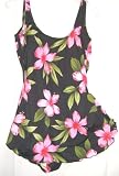 Plus Size Sarong Swimsuit Black / Pink Floral