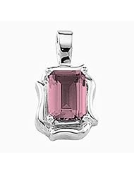 14K White Gold Emerald Cut Pink Sapphire Pendant -- LIFETIME WARRANTY