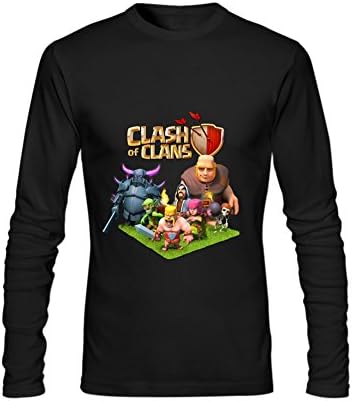 Panus Men's Printing Clash Of Clans Create t Shirts Design Long Sleeve XL Black