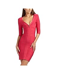 V-neck Nylon/Rayon/Spandex Elbow Length Sleeves Cocktail Bandage Dress/Bodycon Dress/Club Dress/Evening Dress/Wedding Dress/Midi Dress/Mini Dress 