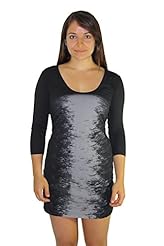 General Print Cotton Flared-Skirt Little Black Dress 