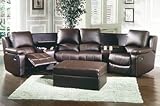 Recliner Sectional Sofa - Sienna Brown Leather Home Theater Seating by True Contemporary